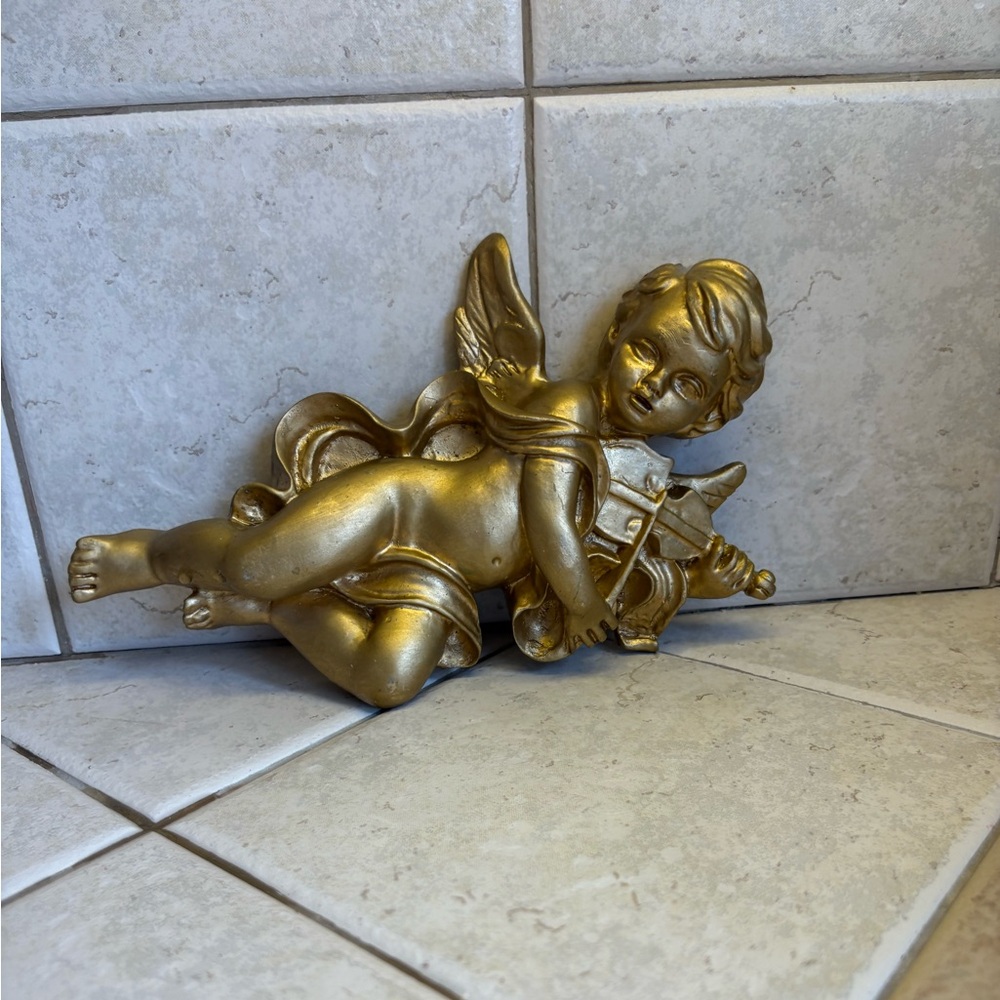 Vintage Gold  cherub Angel Art Decor